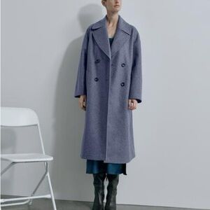 zara oversized coat special edition in blue marl